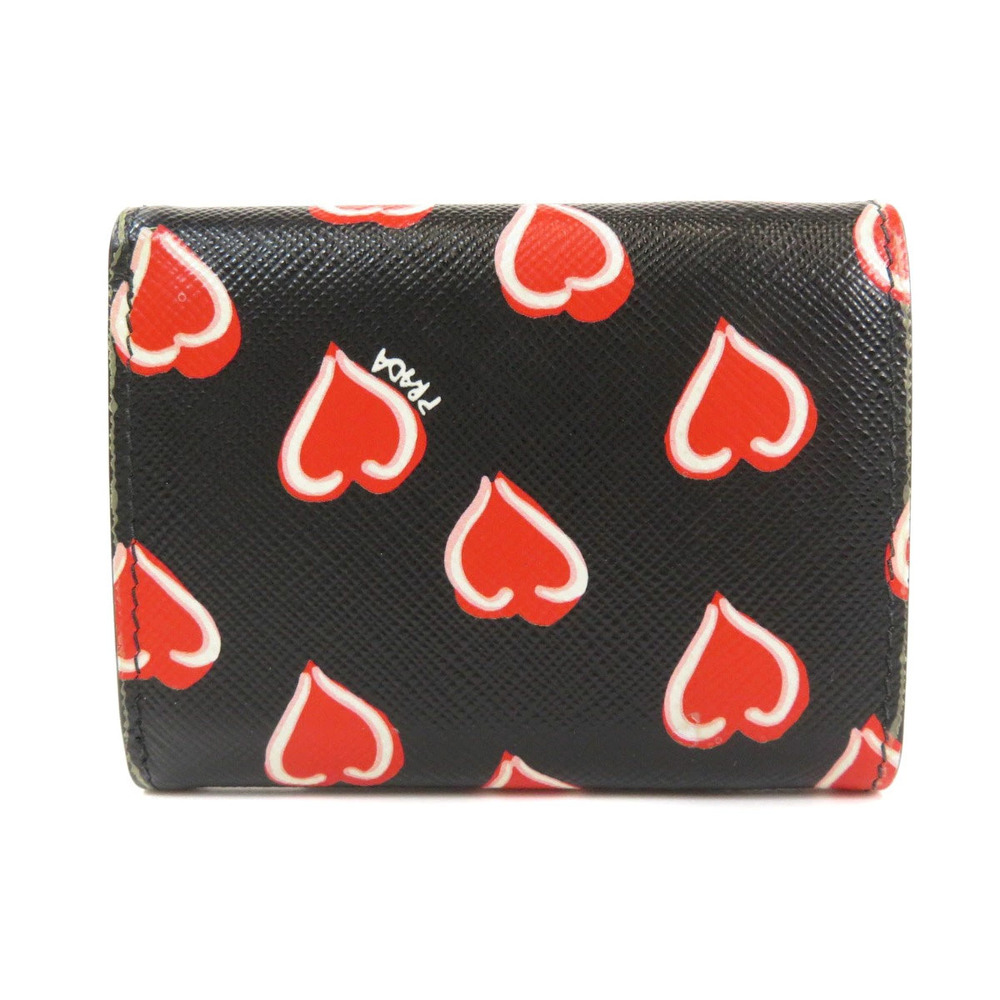 Prada Bi Leather fold Wallet Saffiano Black